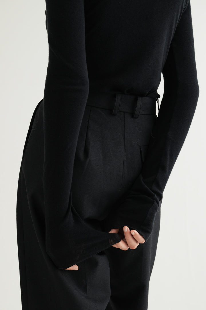 Cotton Cashmere Jersey Top / Black