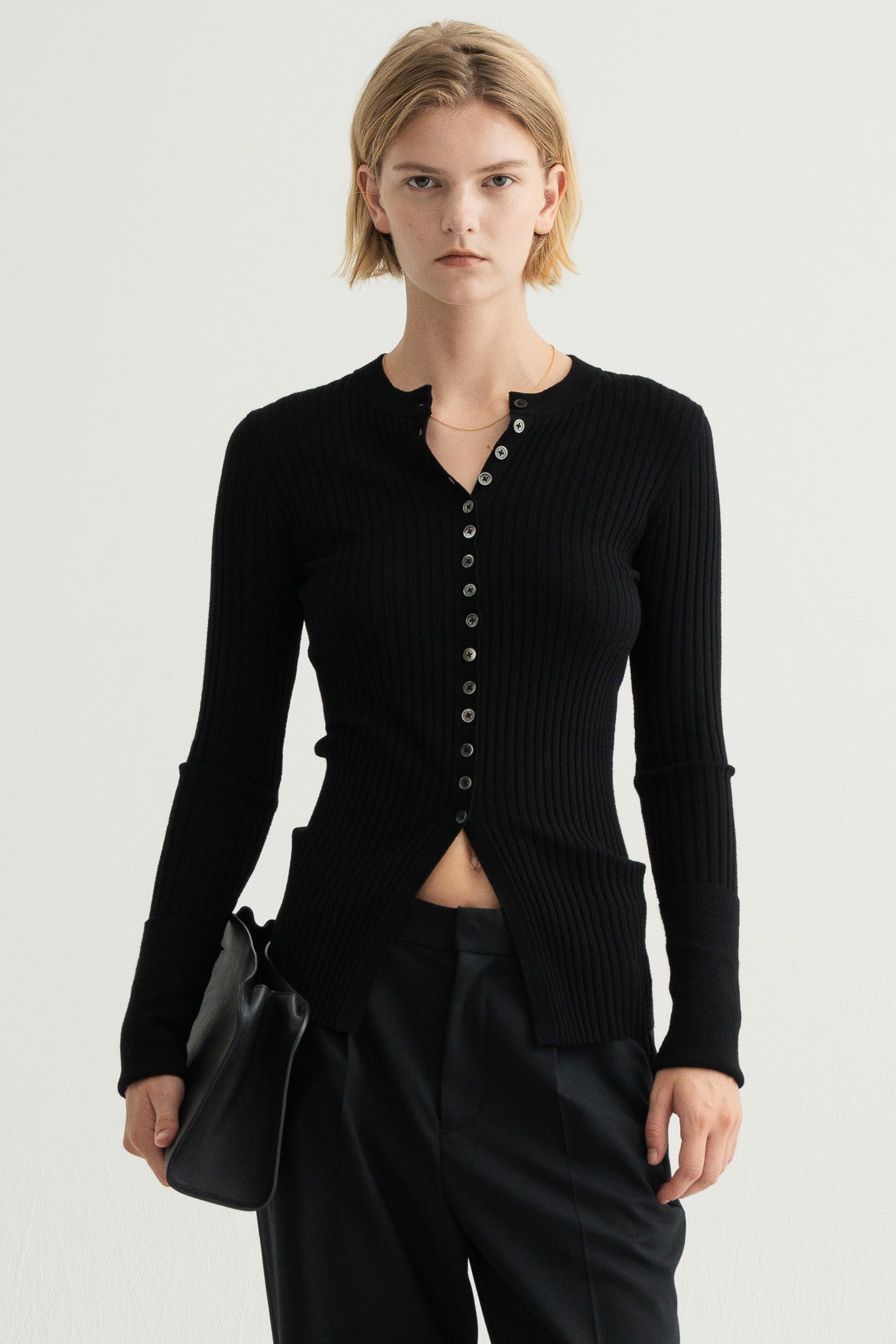 Long Sleeve Rib Cardigan / Black – (im)perf.