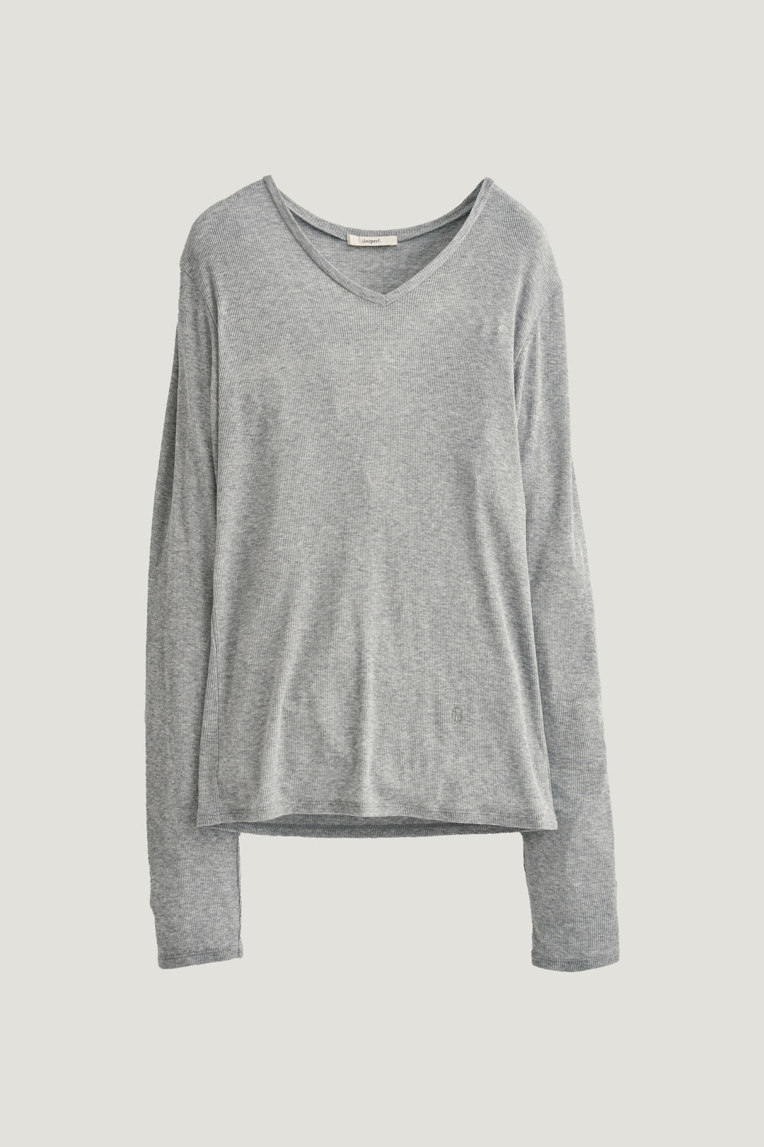 Silk Cotton V/N Long Sleeve / Grey