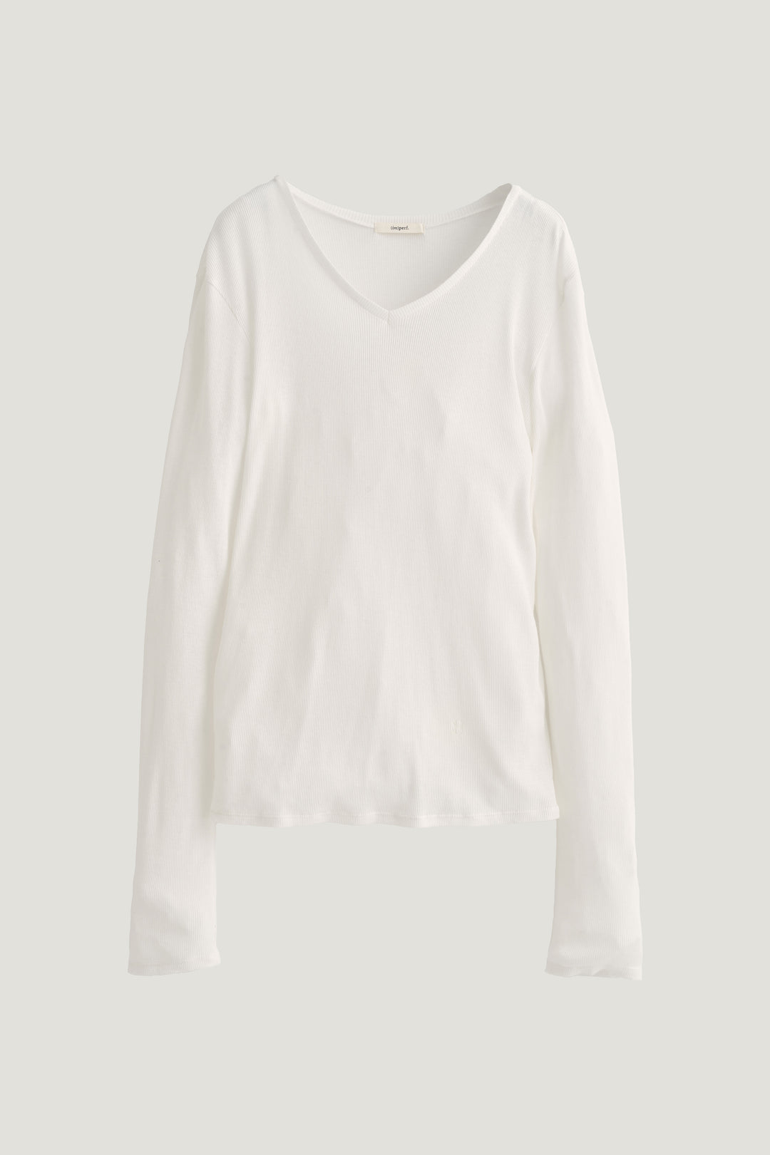 Silk Cotton V/N Long Sleeve / White