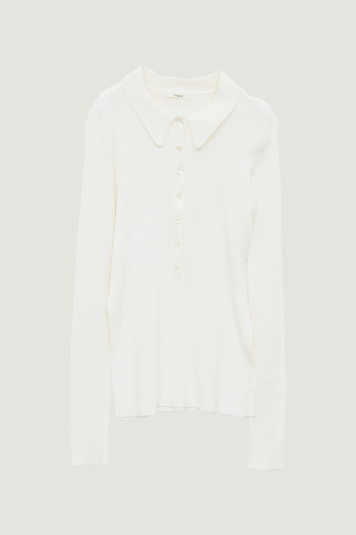 Silk Polo Knit / White