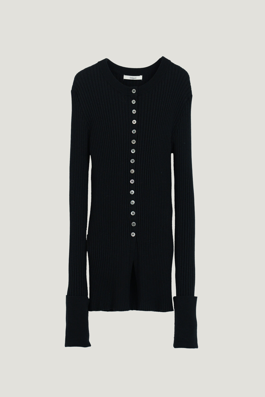 Wool Silk Long Sleeve Cardigan / Black