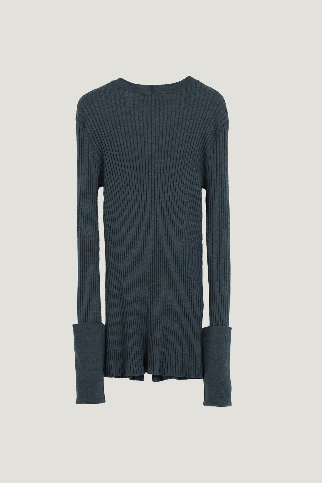 Wool Silk Long Sleeve Cardigan / Grey