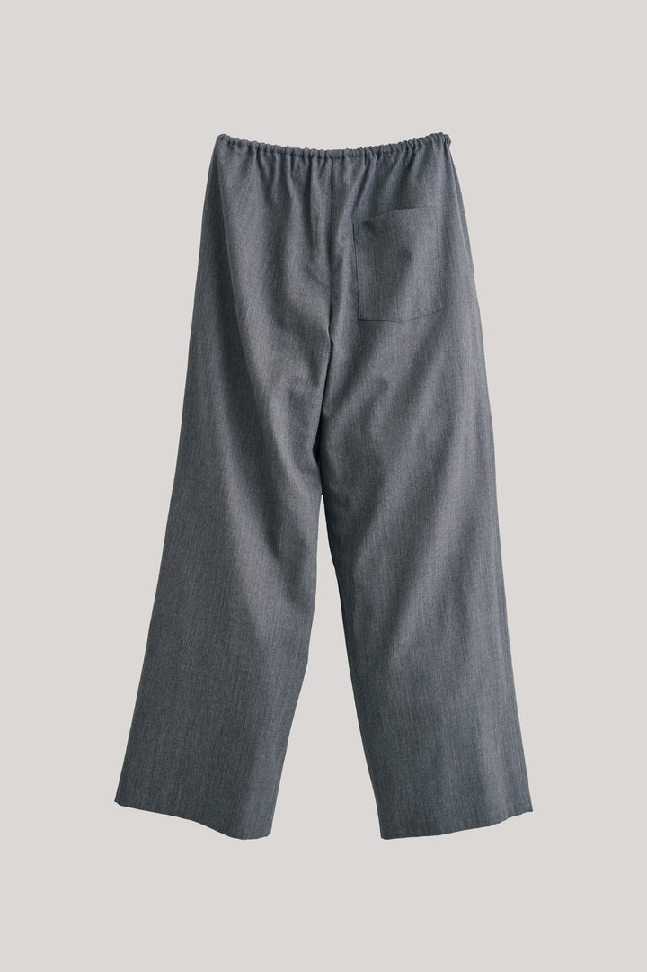 Wool Twill Drawcord Pants / Grey