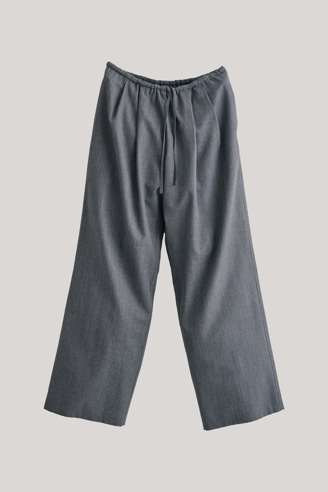 Wool Twill Drawcord Pants / Grey
