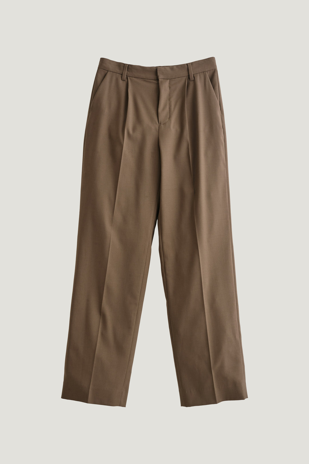 Virgin Wool Slim Straight Pants / Brown