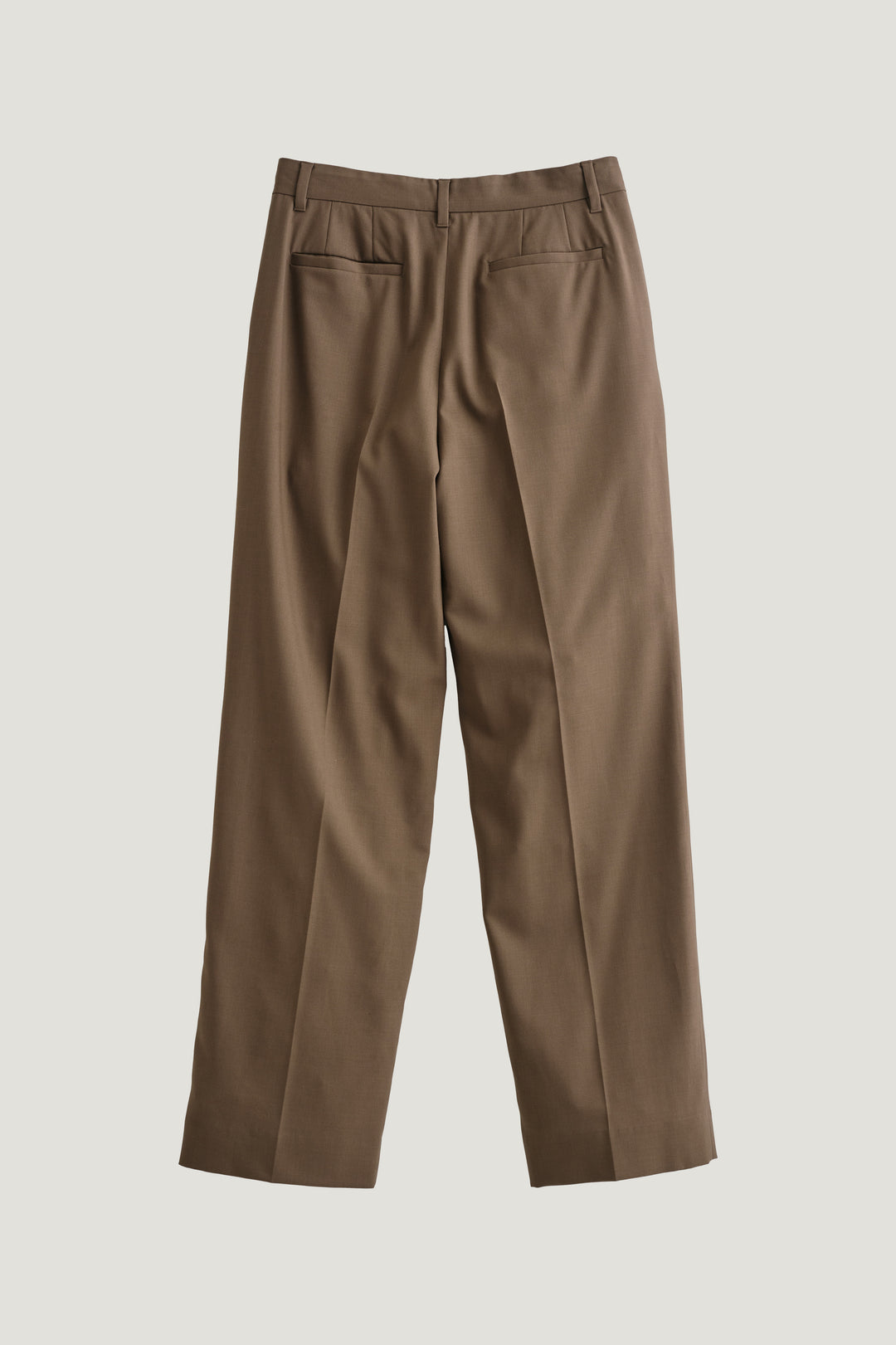 Virgin Wool Slim Straight Pants / Brown
