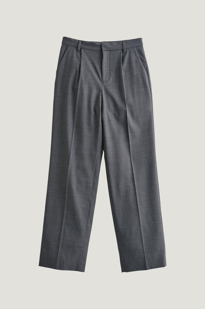 Virgin Wool Slim Straight Pants / Grey